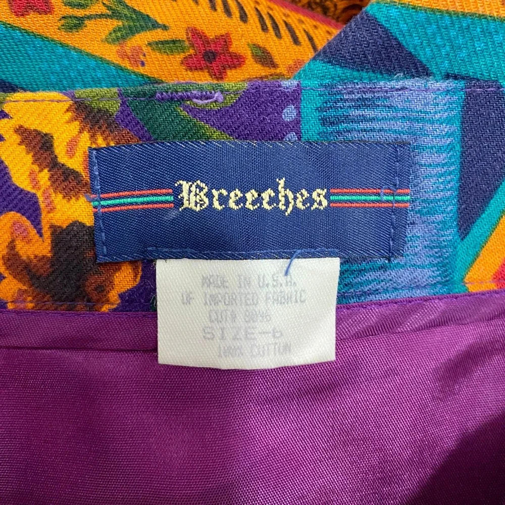 Vintage Breeches 90s Whimsigoth Floral Geometric Maxi Skirt Size 6 Made in USA